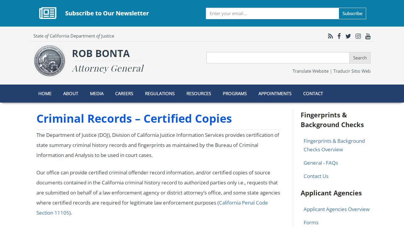 Criminal Records - State of California - Department of Justice